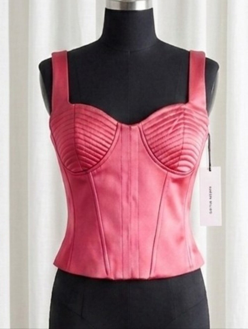 Karen Millen Rose Pink Satin Corset Crop Top